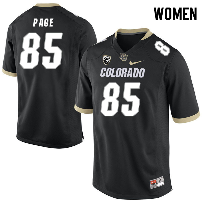 Women #85 Jacob Page Colorado Buffaloes College Football Jerseys Stitched Sale-Black